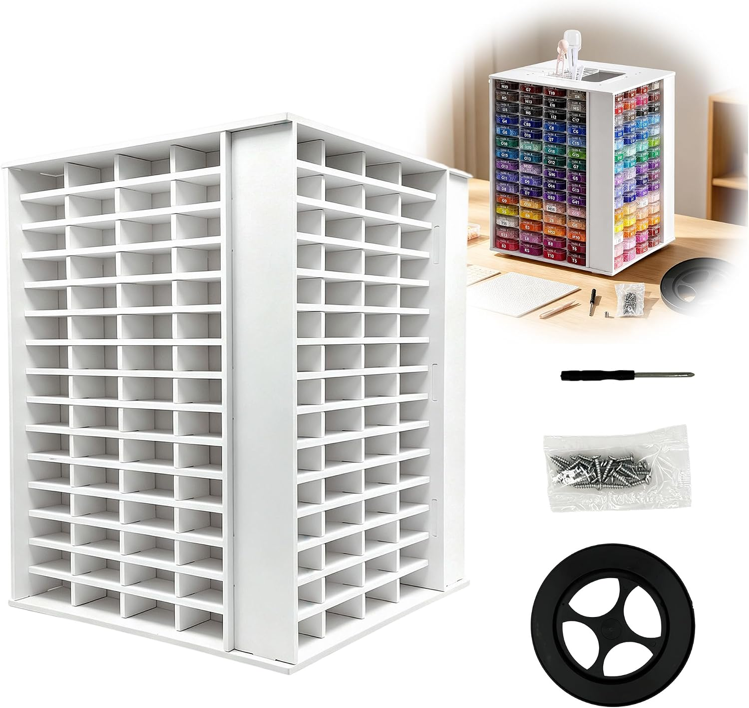 Rotating Bead Organizer Storage,For Rhinestone& Ink Pad,240 Slots