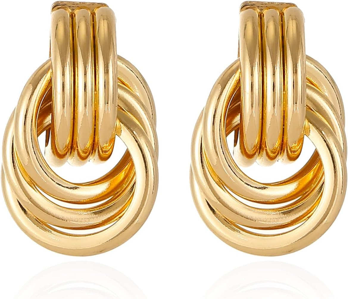Gold & Silver Geometric Statement Earrings for Women