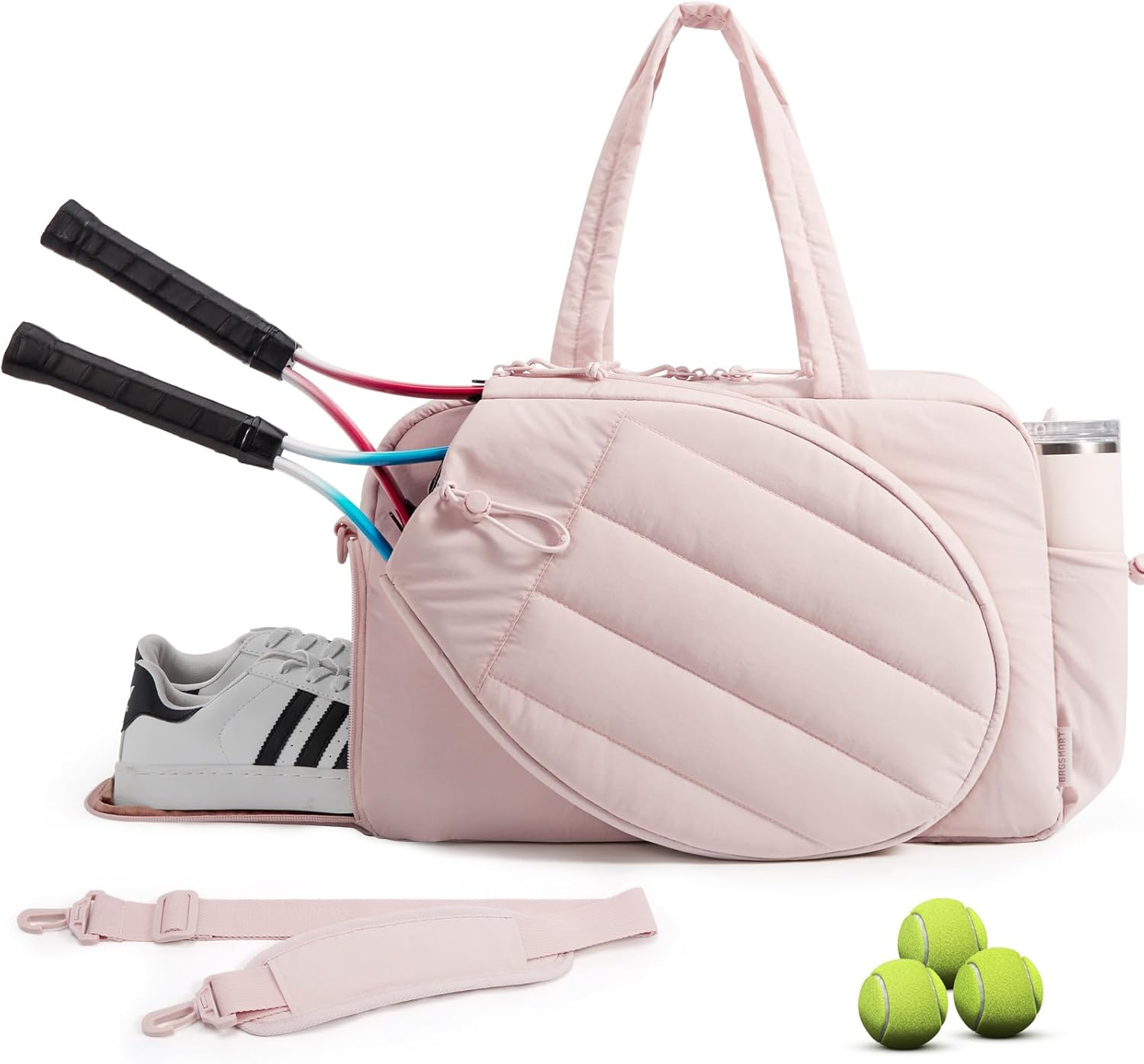 Tennis Gym Bag for Women, Tennis Backpack Holds 2 Rackets with Shoe Compartment, 15.6