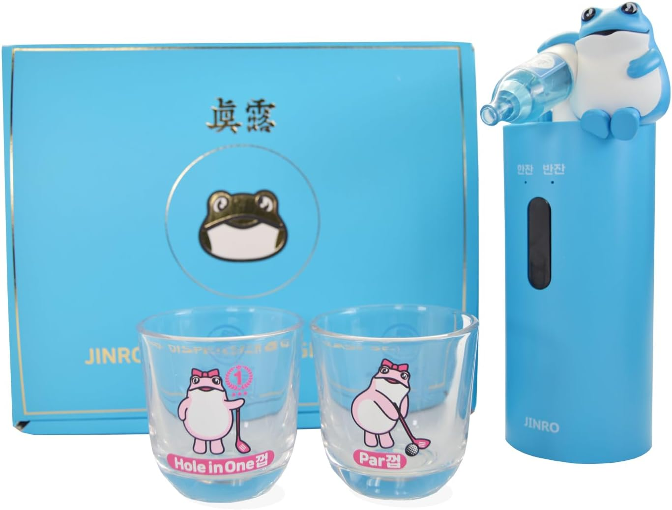 Jinro Soju Dispenser with 2 Pcs of Soju Glasses, Automatic Drink Dispenser for Soju Only, Classic Soju Brand Merch, Korean Soju, Funny Gifts, Silicone Tube 2 Sizes, C-TYPE Charging [OFFICIAL LICENSE]