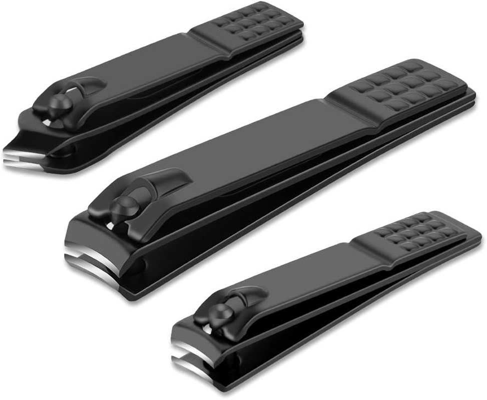 Nail Clippers Set Black Matte Stainless Steel Fingernail & Thick Toenail & Ingr