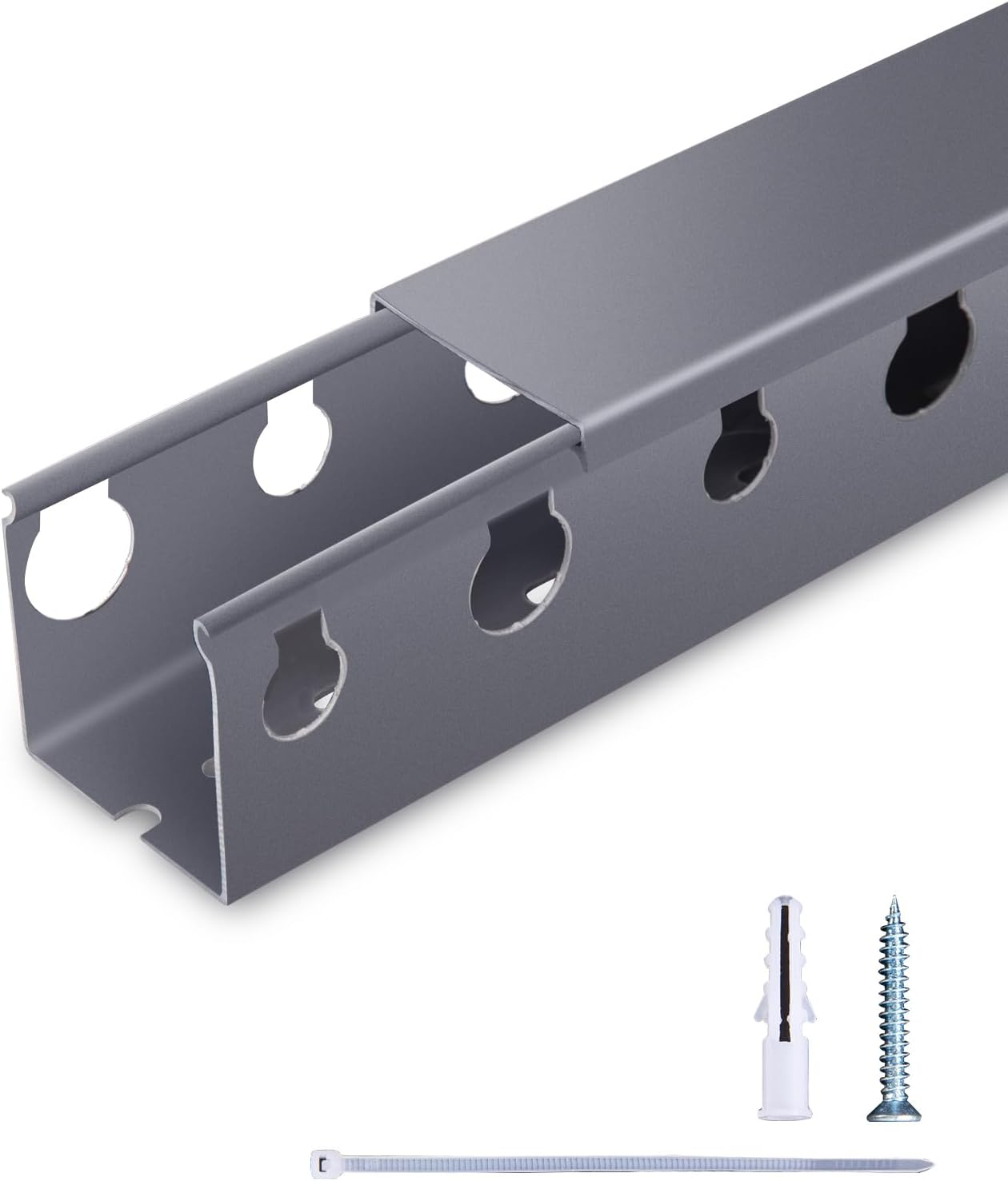 2X2In Server Rack Cable Management, 6.6FT (2 X L3.3FT) Cable Duct Cable Raceway Kit, Electrically Safe PVC for Network Cable Management, Open Slot Wire Raceway for Computer under Desk, Wire Duct Grey