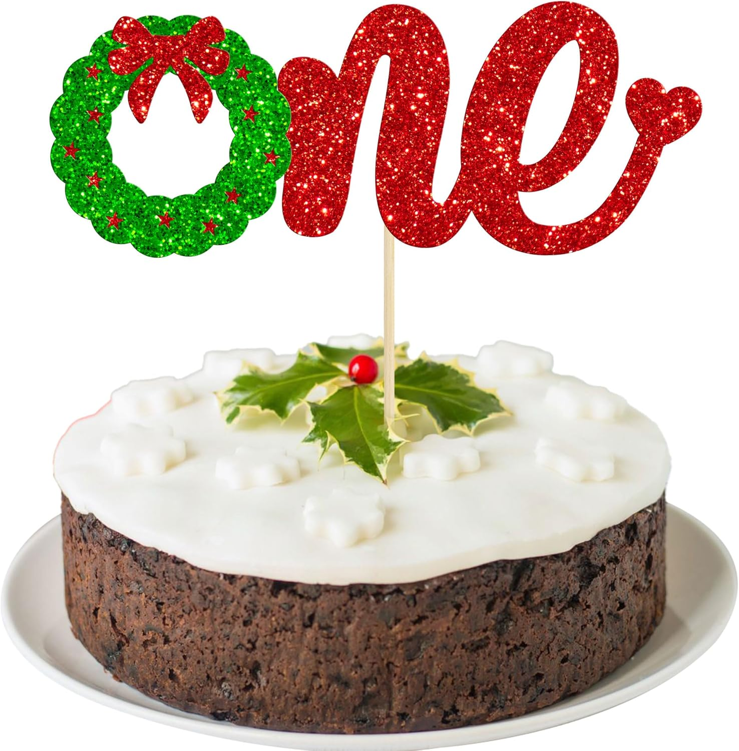 Gyufise 1 Pack Christmas Wreath One Cake Topper Red Green Merry Christmas Cak... - Picture 2 of 32