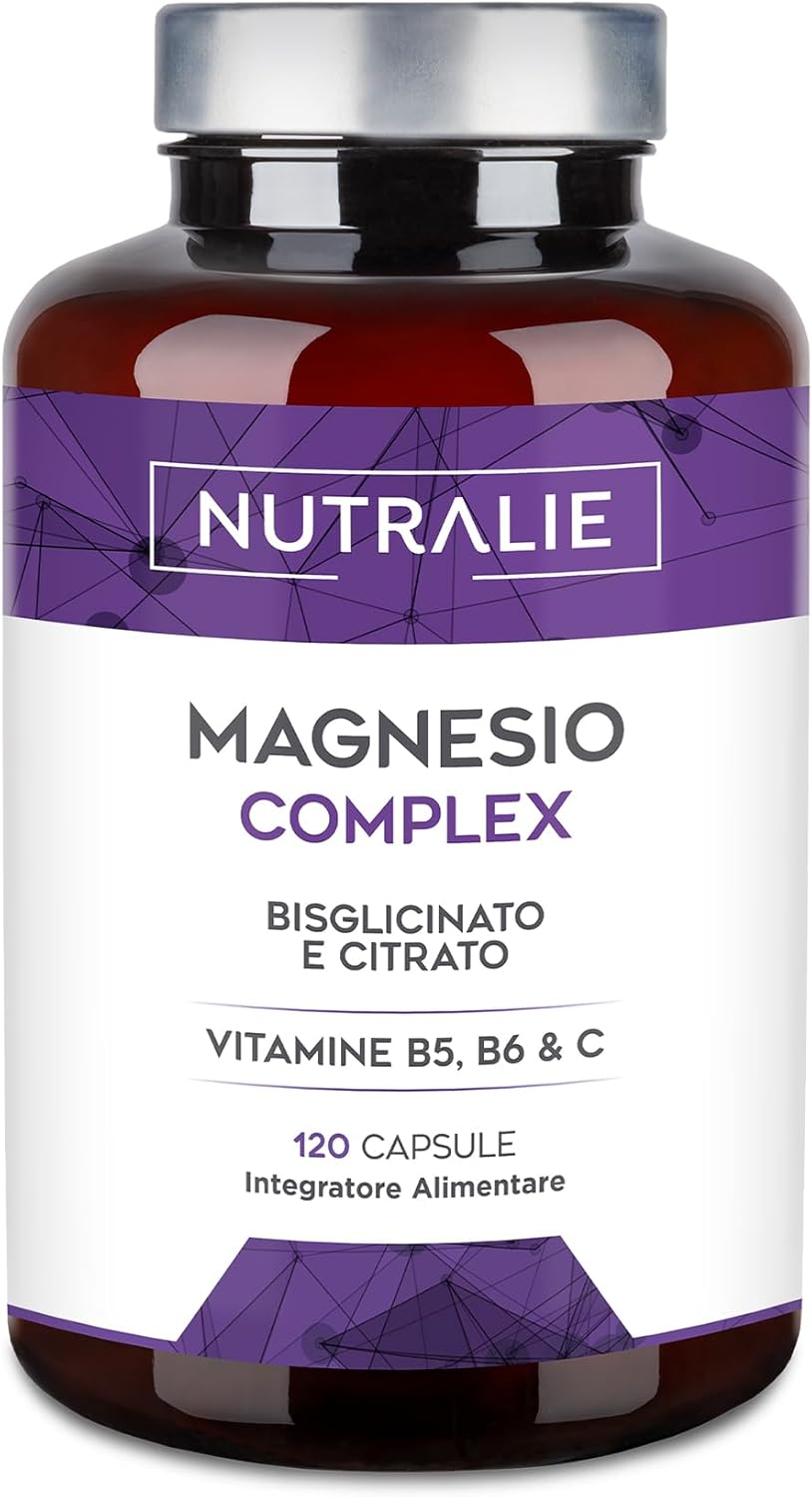 Magnesio Completo - Magnesio Citrato + Bisglicinato 2145Mg - anti Stress E Fatica - Integratore Con Vitamine B5, B6 E C Calcio - 120 Capsule Vegane