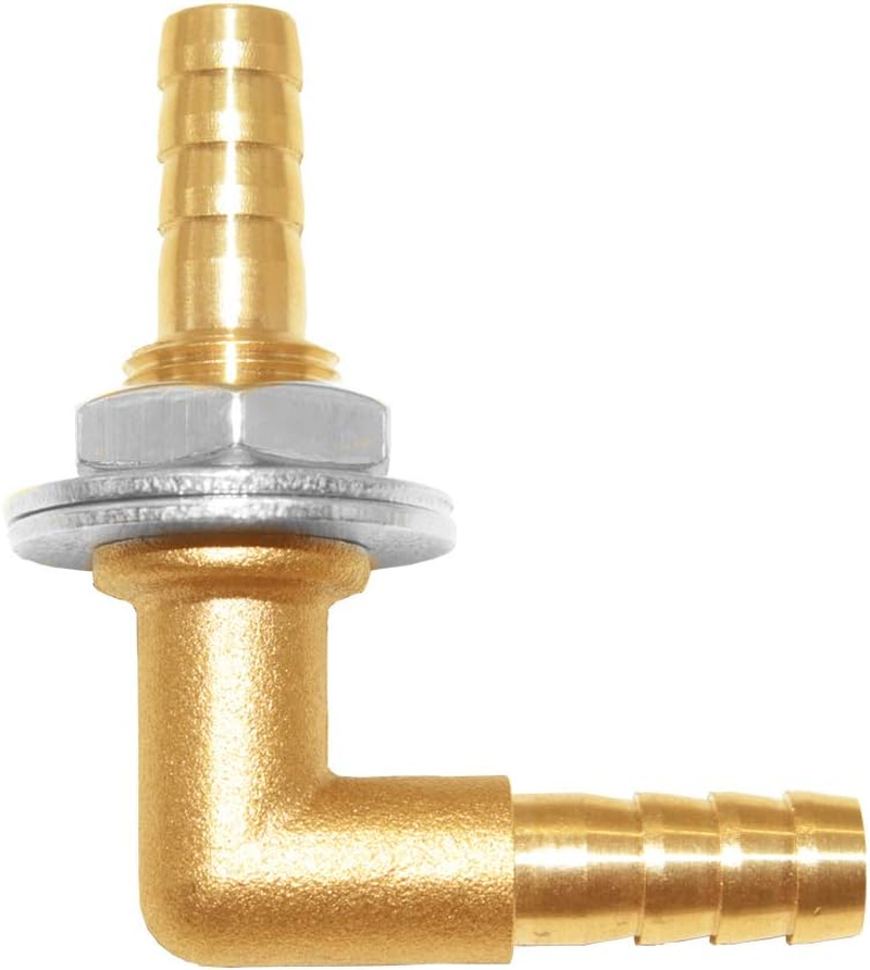Joywayus 3/8 X 3/8 Hose Barb Thru-Bulk Head Hex Union 90 Degree L Right Angle