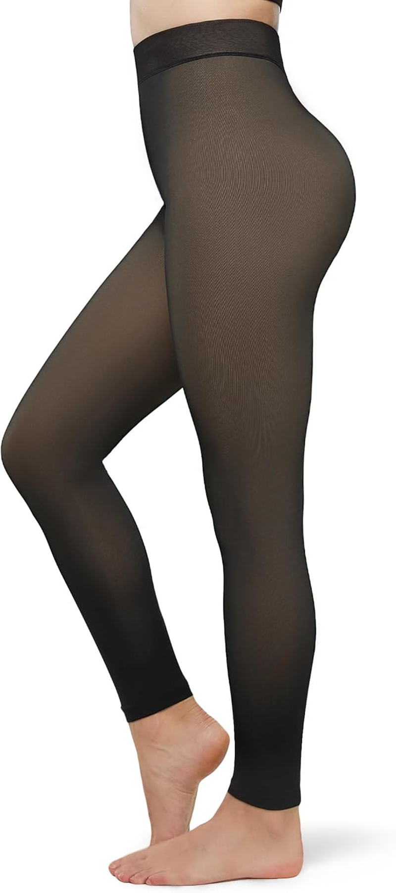 Fleece Lined Tights Women Sheer Warm Pantyhose Leggings Fake Translucent Thermal Winter Thick Tights for Dresses