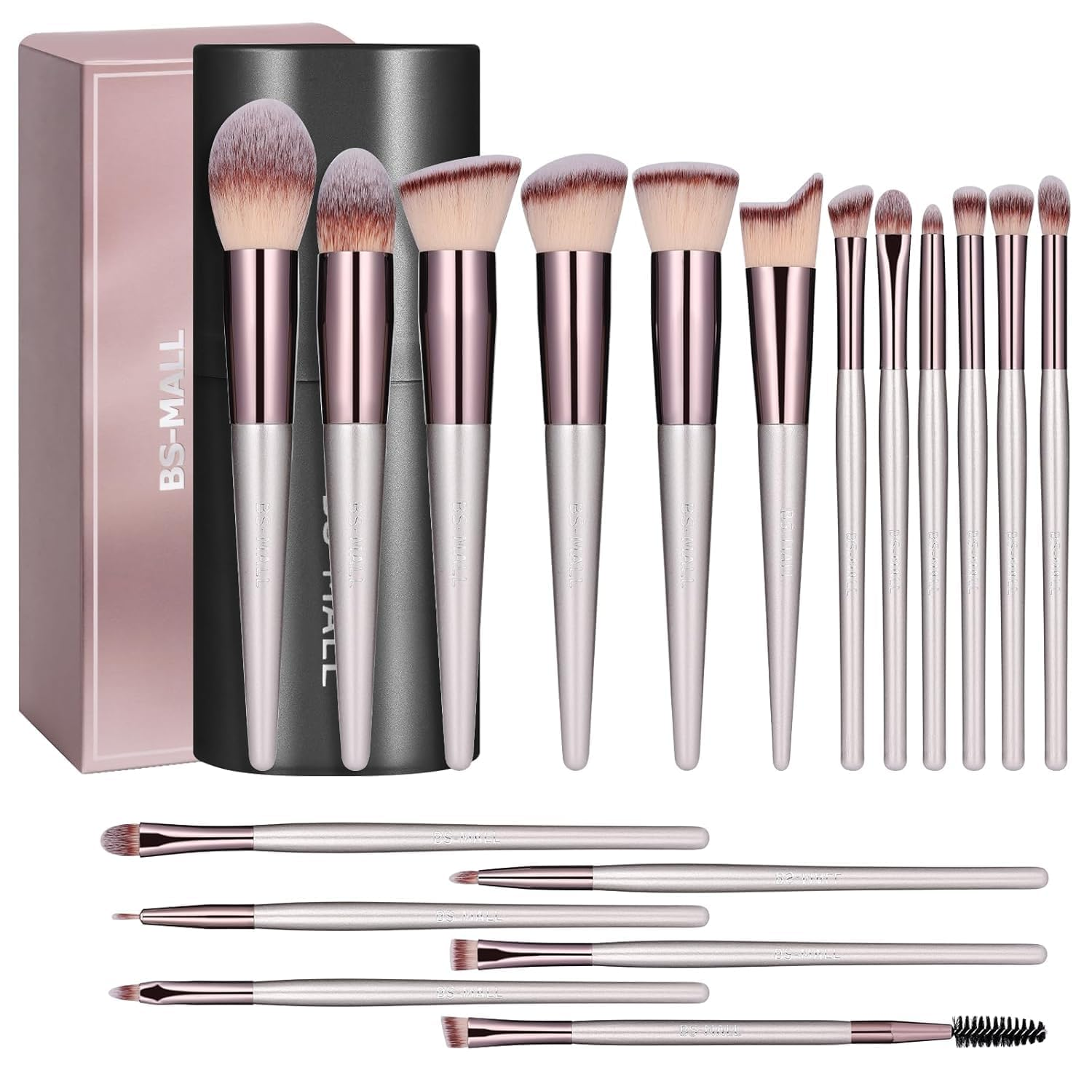 Makeup Brush Set 18 Pcs Professional Foundation Powder Concealers Eyeshadow Blush Synthetic Makeup Brushes with Labeled Instruction Black Case Upgraded Version