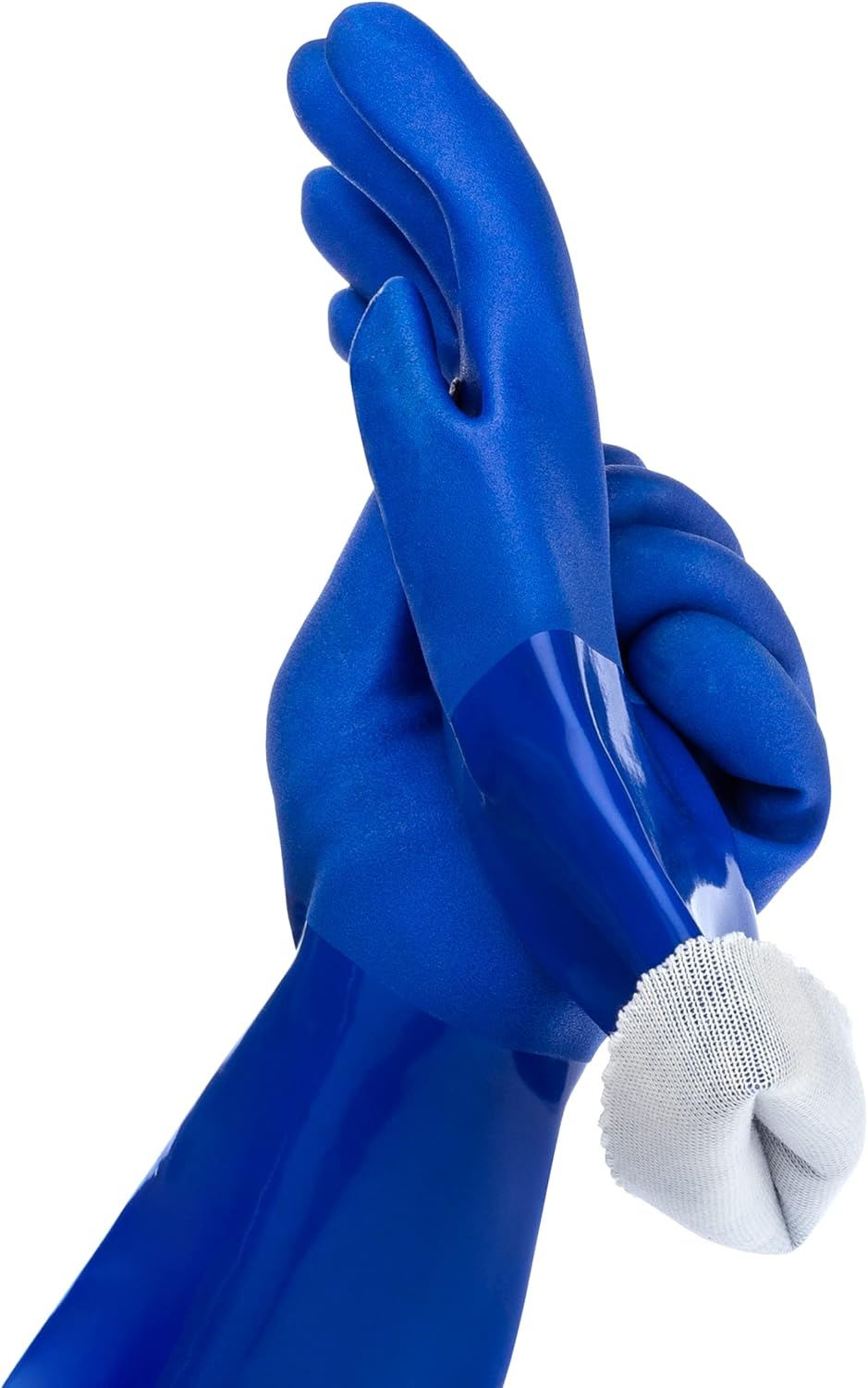 Ultimate Rubber Household PVC Gloves with Comfortable Cotton Lining, Anti-Slip Surface, Kitchen Dishwashing, Extra Thickness, Kitchen Cleaning, Working, Painting, Pet Care (Large, Blue)