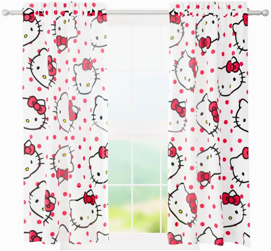 Hello Kitty Window Curtains Set | 82" W X 84" L Kids Room Drapes | Rainbow Garden Microfiber Decor For Bedroom, Nursery & Playroom - View #9