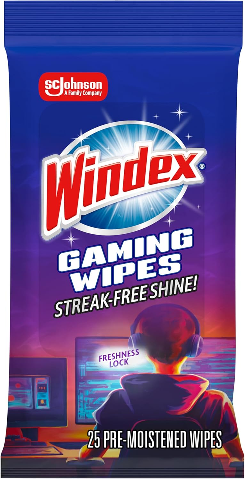Gaming Cleaning Wipes, Pre-Moistened Wipes to Instantly Clean All Gaming Gear and Electronics, Resealable Packaging for a Freshness Lock, 25 Count (Pack of 1)