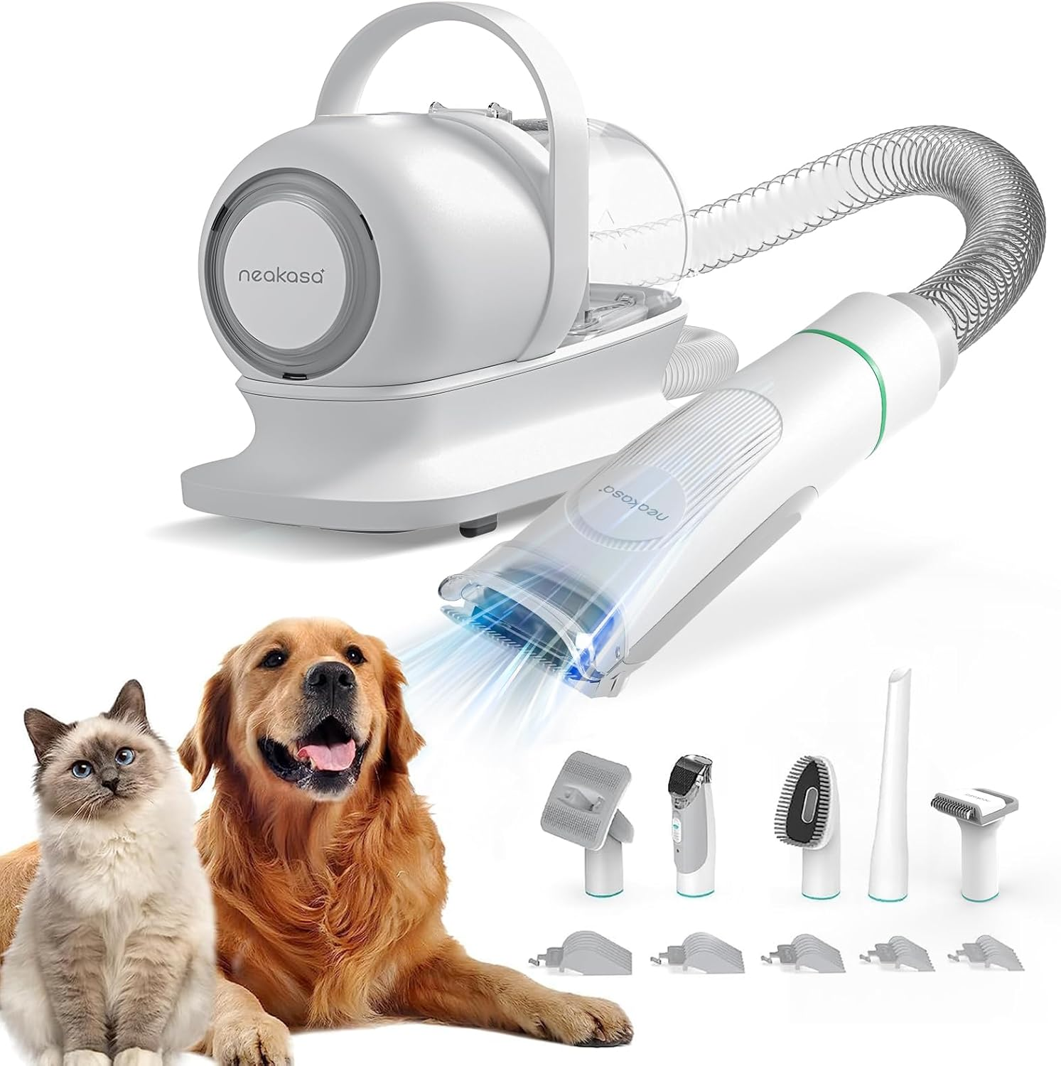 Neabot Neakasa P1 Pro Pet Grooming Kit & Vacuum Suction 99% Pet Hair, Professional Clippers with 5 Proven Grooming Tools for Dogs Cats and Other Animals