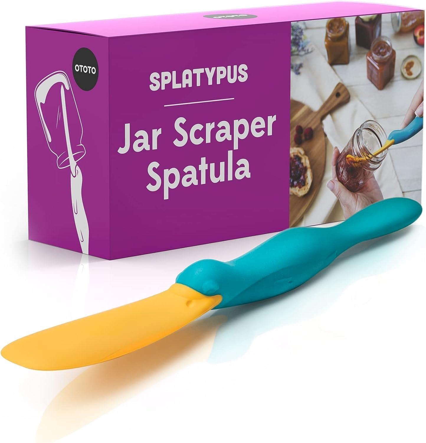 OTOTO Splatypus Jar Spatula for Scooping and Scraping - Unique Fun Cooking Kitchen Gadgets for Foodies - Bpa-Free & 100% Food Safe - Crepe Spreader