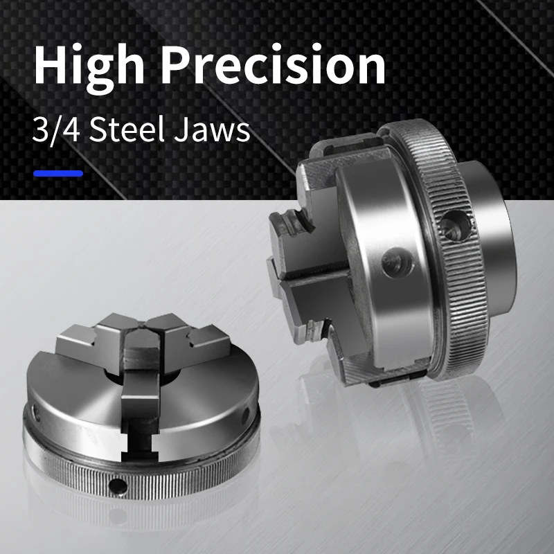 3/4 Jaws Steel Wood Lathe Chuck Woodworking Hand Chuck 65mm 50mm 80mm M14 M25 Self-Centering Lathe Chuck Tool
