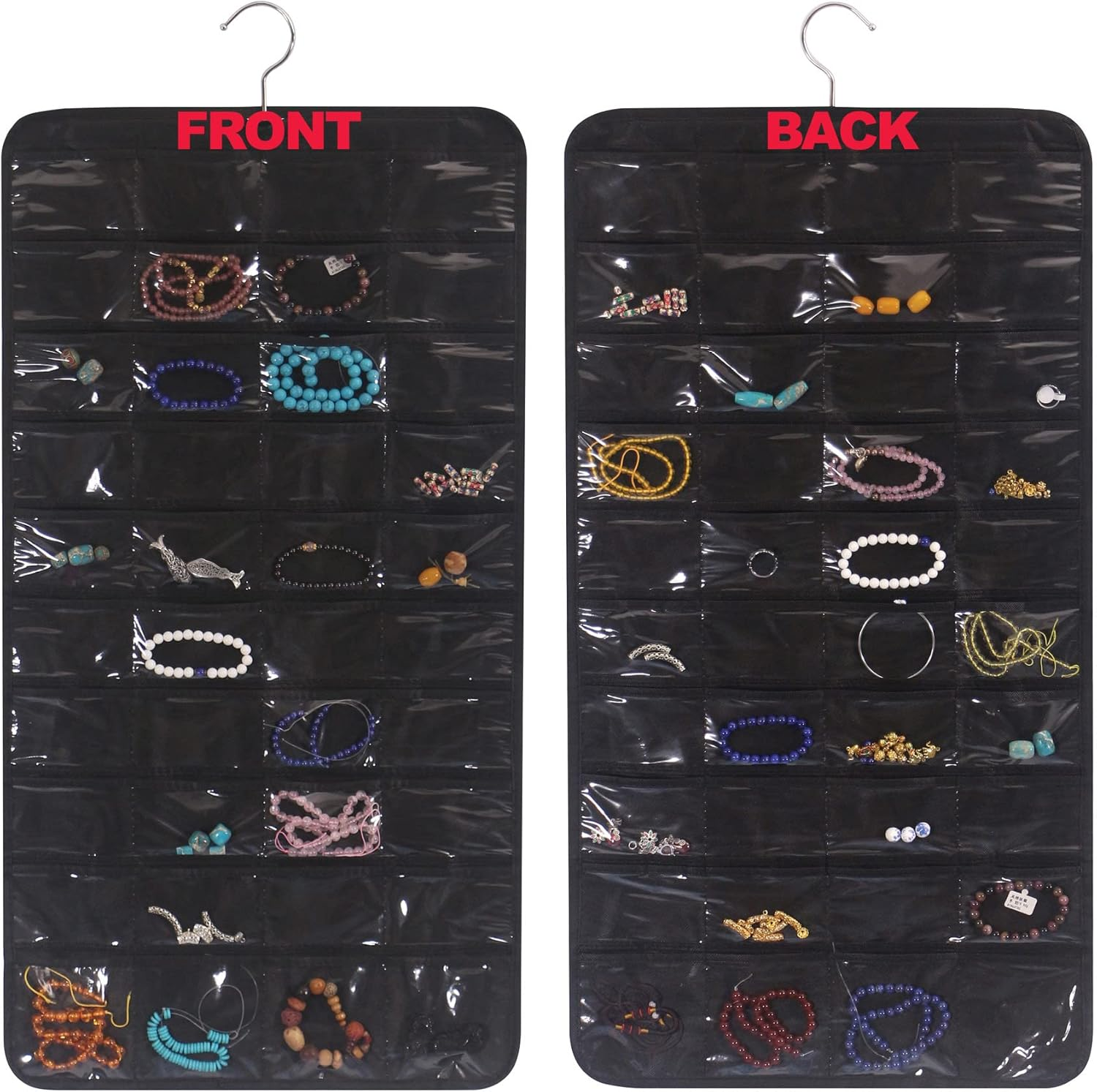 80 Pockets Hanging Jewelry Organizer Storage Bag  Display Holder Box Earrings Necklace Bracelet Ring Accessory
