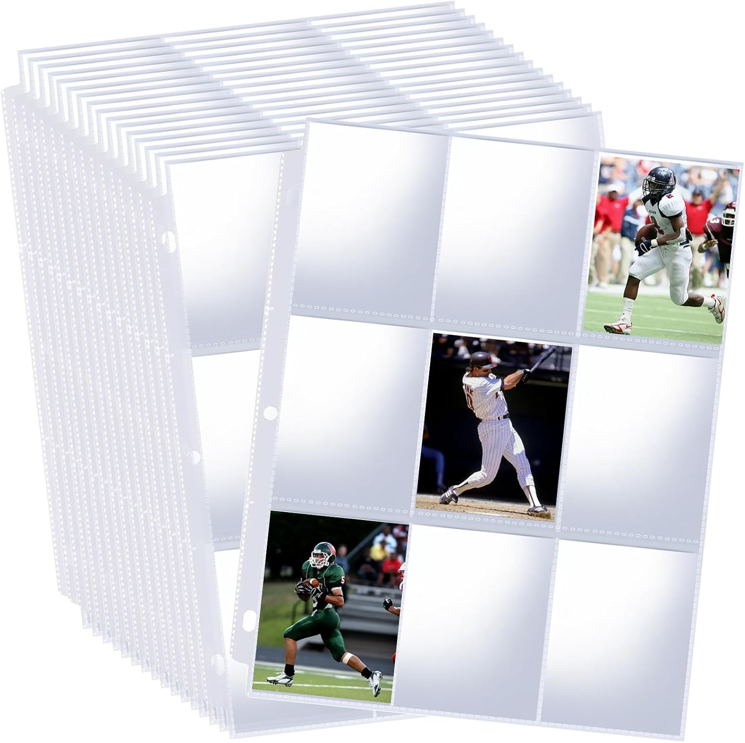 900 Pockets Binder Sheets, Top Loading Trading Card Pages for 3 Ring Binder, Double-Sided Clear Baseball Card Sleeves