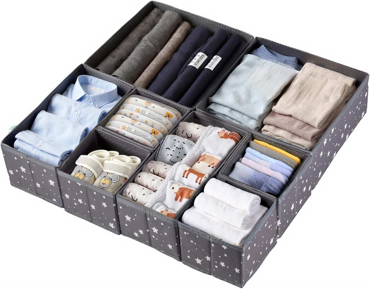Drawer Organizer Clothes, 8 Pack Underwear Organizer, Foldable Closet Organizers and Storage Drawer Dividers for Clothes, Dresses and Socks