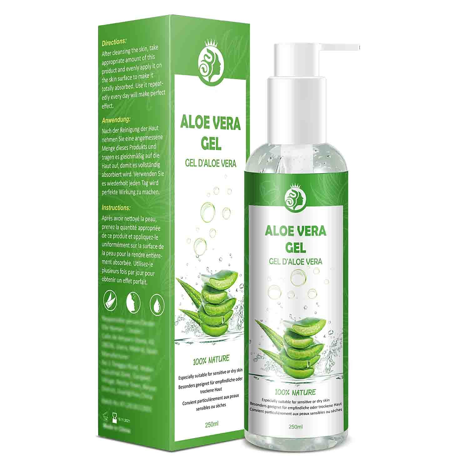 Aloe Vera Gel 100% Pur - Fr Gesicht Haare Krper - Natrliche, Beruhigende  Und | eBay.de