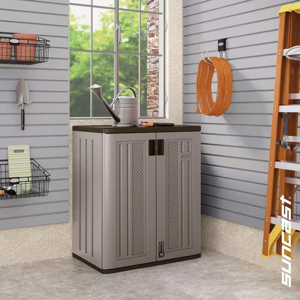 Plastic Freestanding Garage Base Cabinet in Platinum (30 In. W X 36 In. H X 20 In. D)