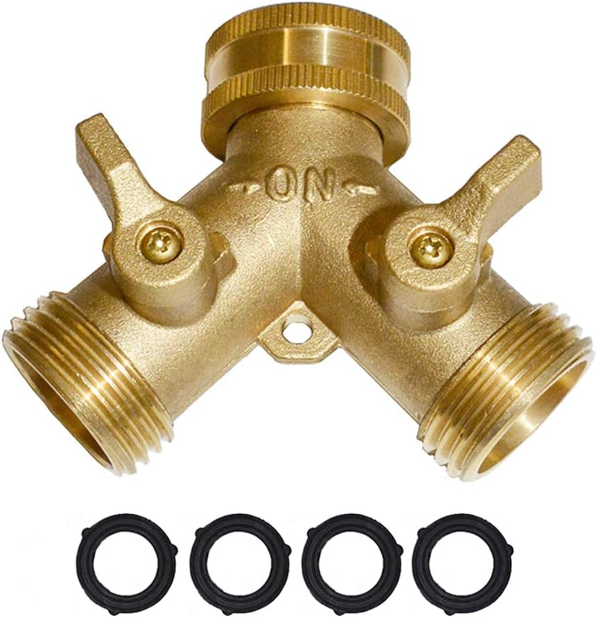 Brass Garden Hose Y Valve Hose Splitter Water Garden Hose Adapter 2 Way 3/4