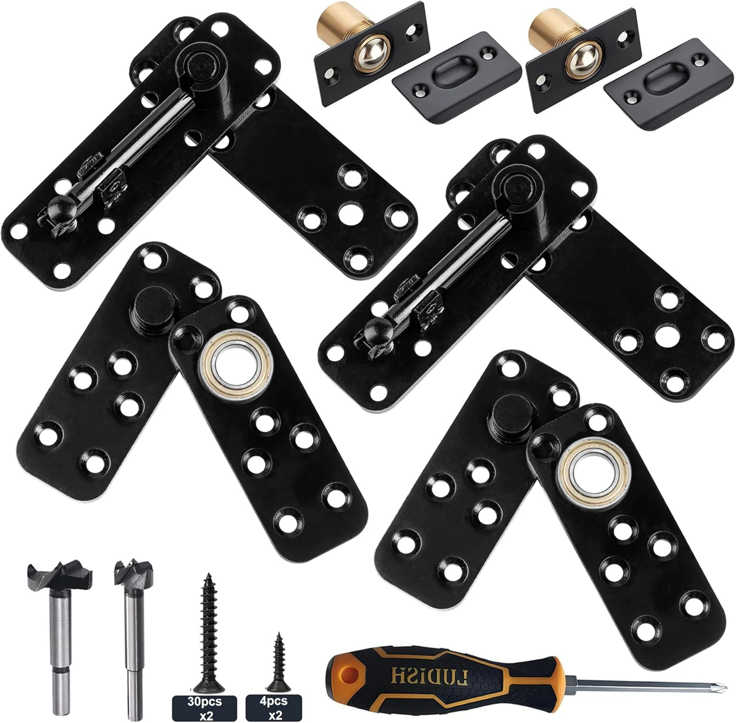 Hidden Door Hinge 570Lbs Load-Bearing,Hidden Hinge Hardware,Hidden Door System,Heavy Duty Swinging Door Hinge 360° Rotation for Secret Door or Hidden Door Bookcase,Hidden Door Hardware 2Set