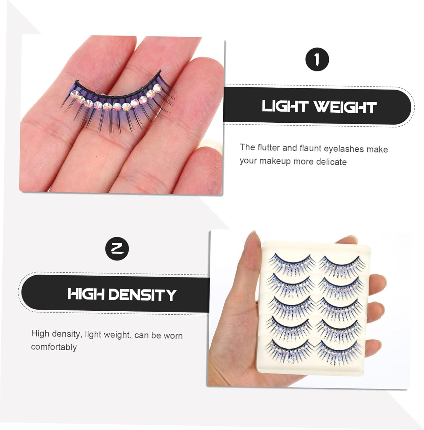 HAPINARY 5 Pairs Diamond False Eyelashes Makeup Eyelashes Color Stickers Fake... - Picture 4 of 13