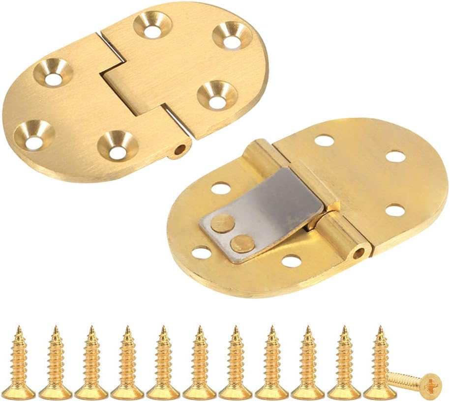 Saiper 90 Degree Solid Brass Butler Tray Hinges (2Pcs) Flip Top Hinge with Screws for Folding Tables/Sewing Machine Table, Folding Hinges Furniture Accessories
