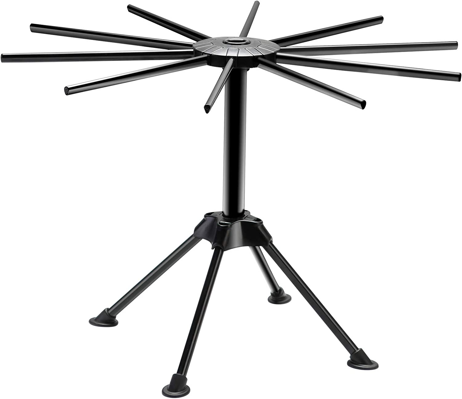 Collapsible Pasta Drying Rack, Plastic Foldable Homemade Fresh Spaghetti Stand Dryer Noodle Hanger for Kitchen with 10 Arms, Stable, Easy Storage, Quickly Set Up (Black)