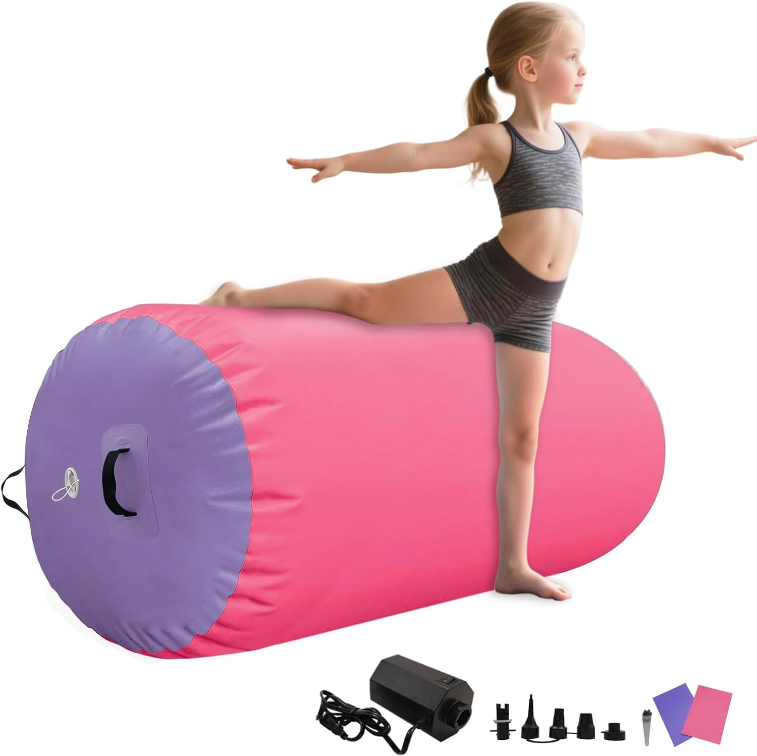 Air Roller Gymnastics Barrel Inflatable Tumbling Roller Air Mat with Electric Pump