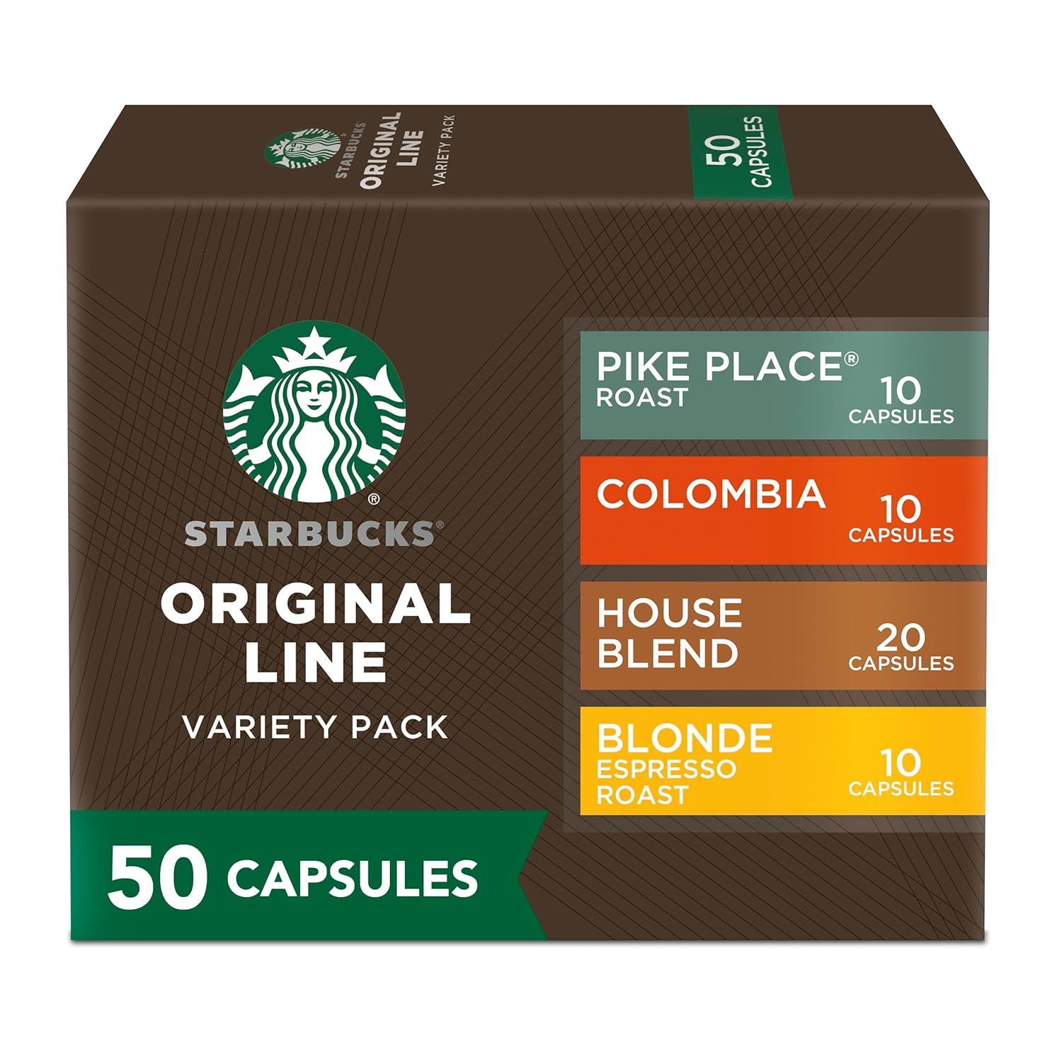 by Nespresso Mild Variety Pack Coffee (50-Count Single Serve Capsules, Compatible with Nespresso Original Line System)