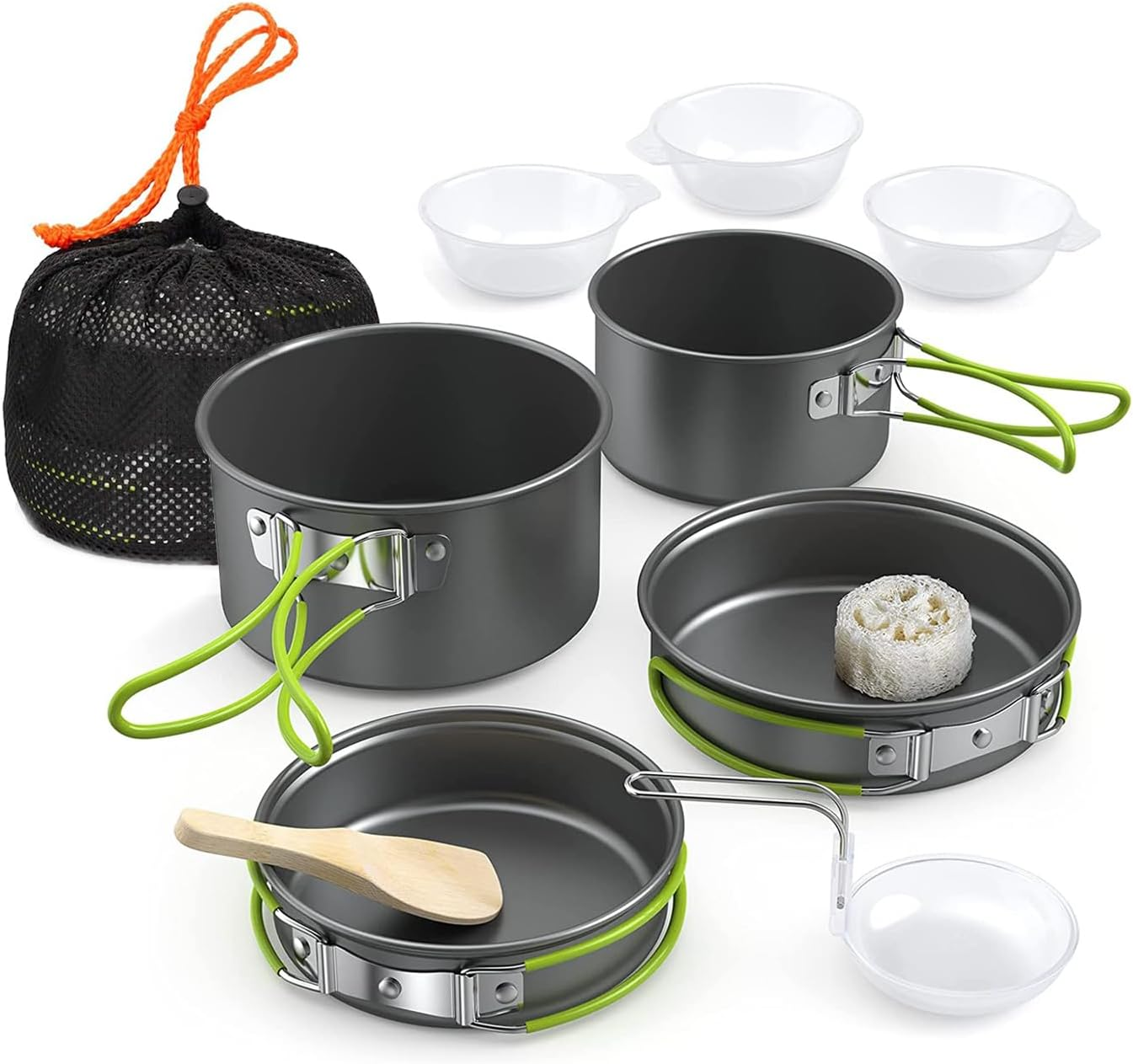Camping Cookware Set,11Pcs Camping Cookware Mess Kit with Non-Stick Lightweight Pot Pan Bowls Set for Outdoor Camping Backpacking Outdoor Picnic