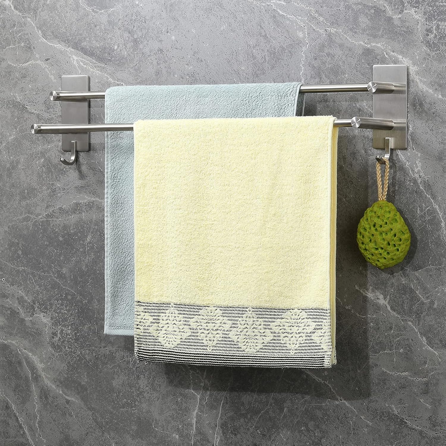 Vista Handtuchhalter Ohne Bohren Mit Zwei 60Cm Handtuchhalter Selbstklebend Handtuchstange Zur Wandmontage SUS304 Edelstahl Gebürstetes Silber Für Badezimmer, Schlafzimmer, Küche