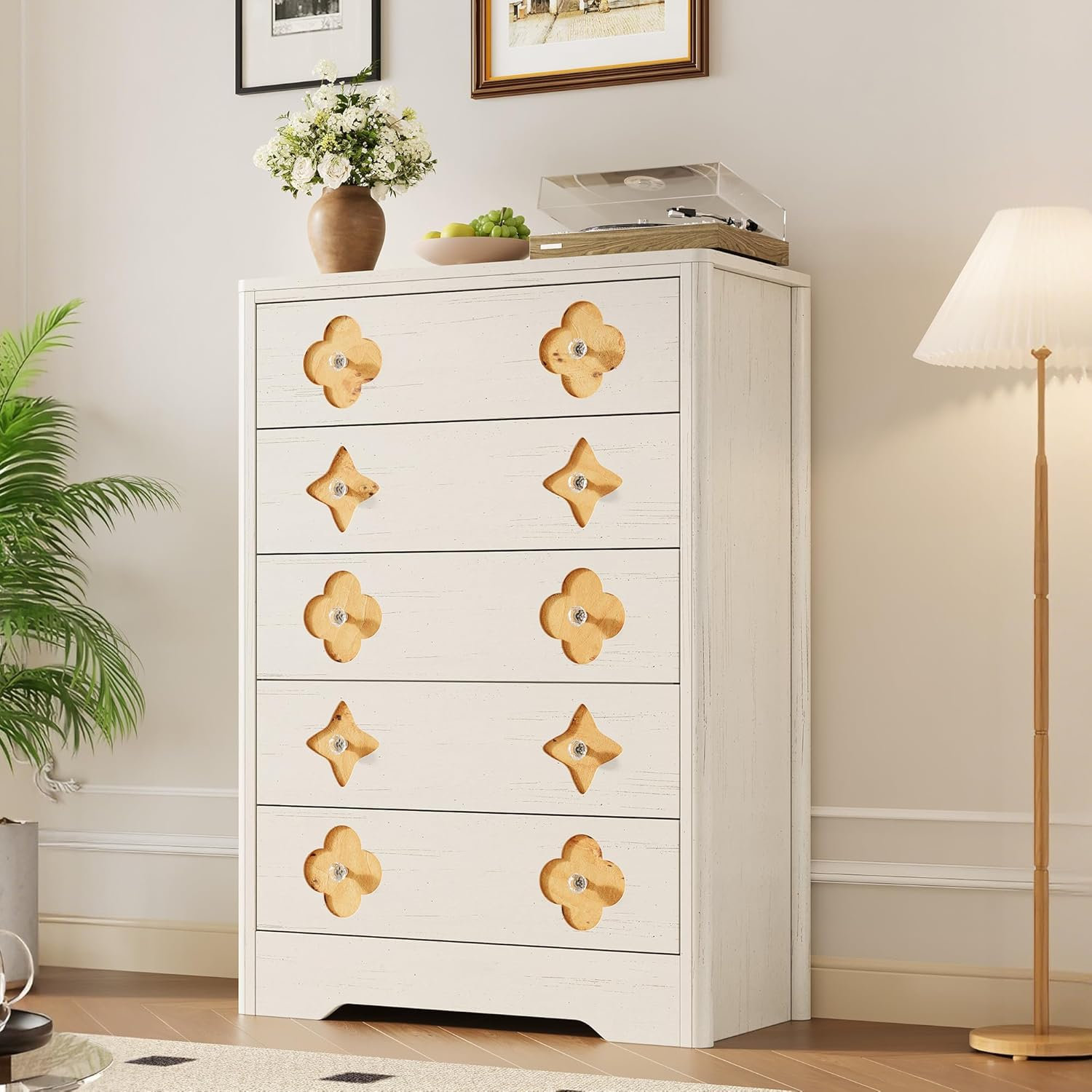 5 Drawer Tall Dresser for Bedroom, 45'' Boho Chest of Drawers, Wooden Chest  with | eBay