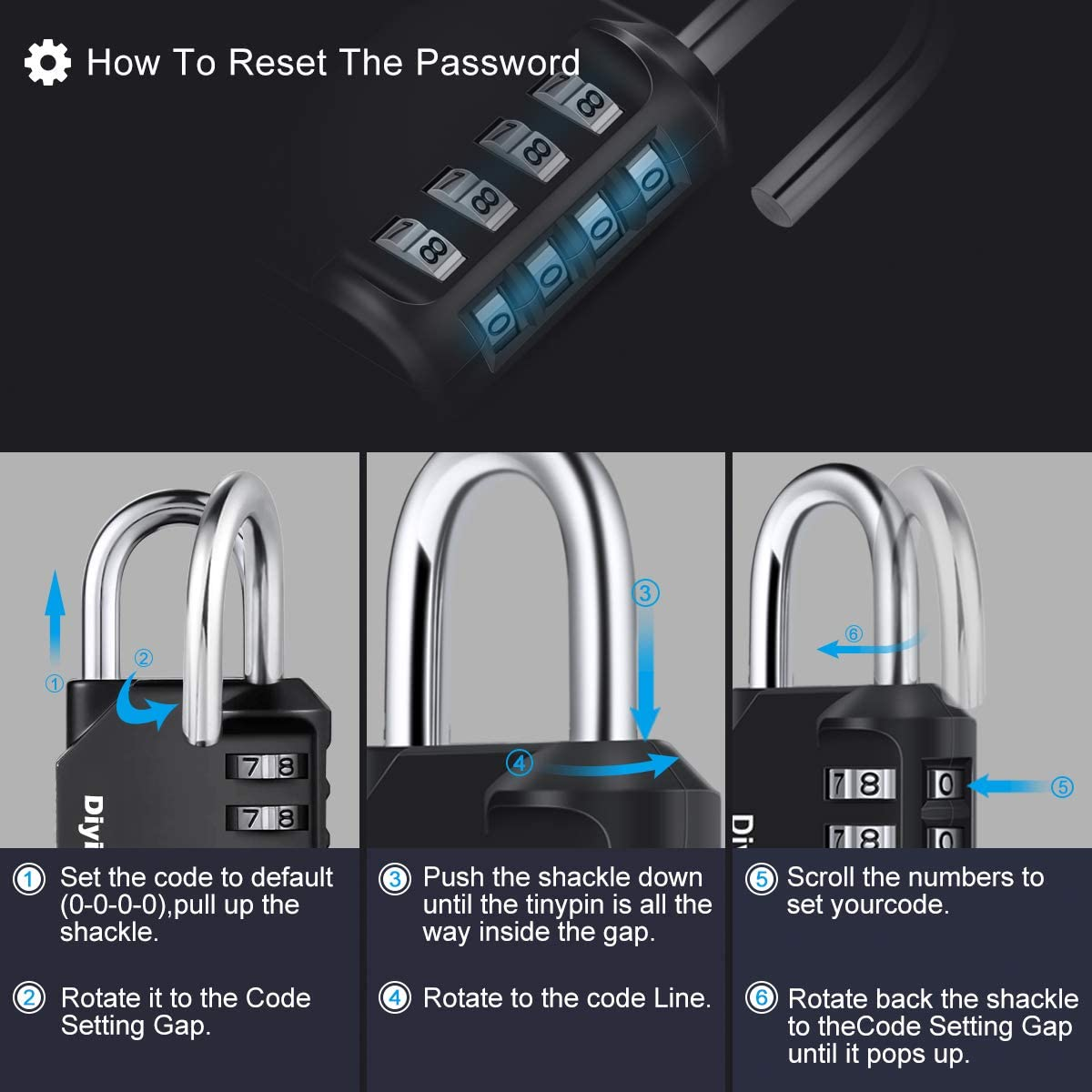 Combination Padlock, Diyife 4 Digit Heavy Duty Padlock Weatherproof Outdoor L... - Picture 7 of 11