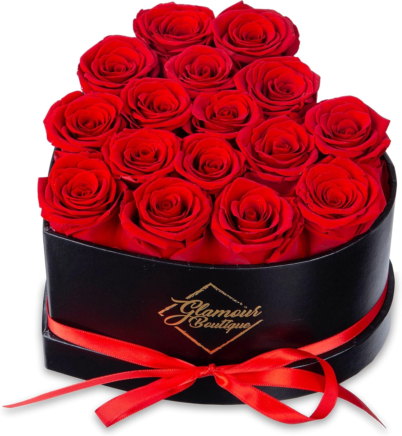Valentines Day Preserved Roses Heart Box 16 Forever Flowers Gift for Her Red