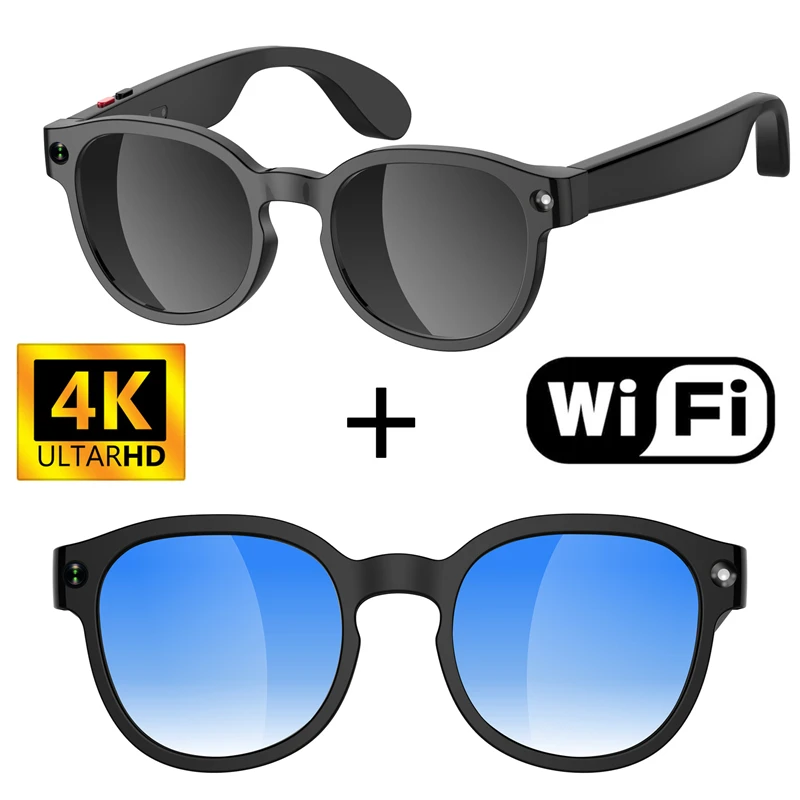 4K Smart Glasses Cam Stabilization Video Recording AI Translation Wifi Wireless Transmission Image Analysis Voice Take