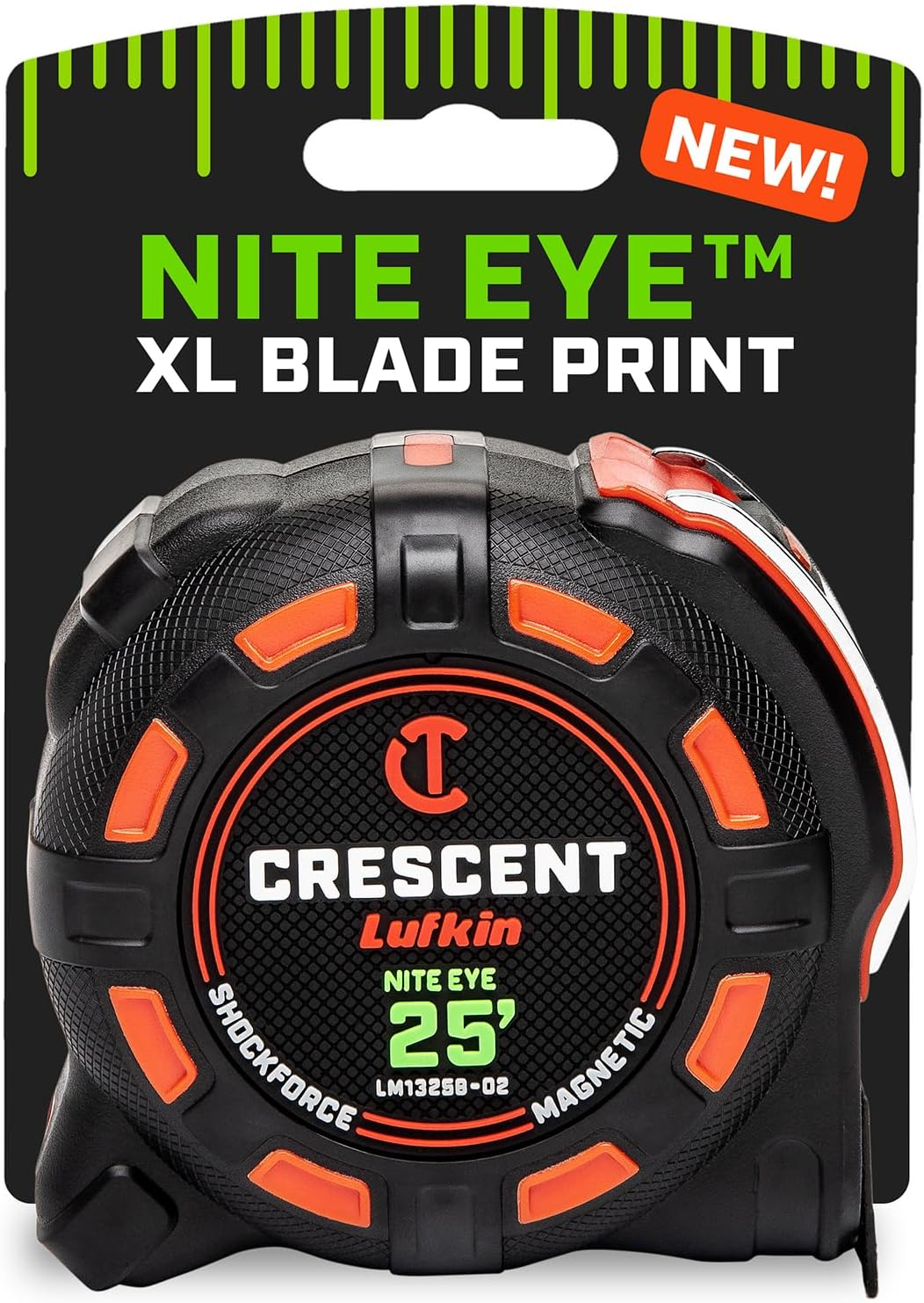 Crescent Lufkin 25 Ft. SHOCKFORCE NITE EYE Magnetic Tape Measure