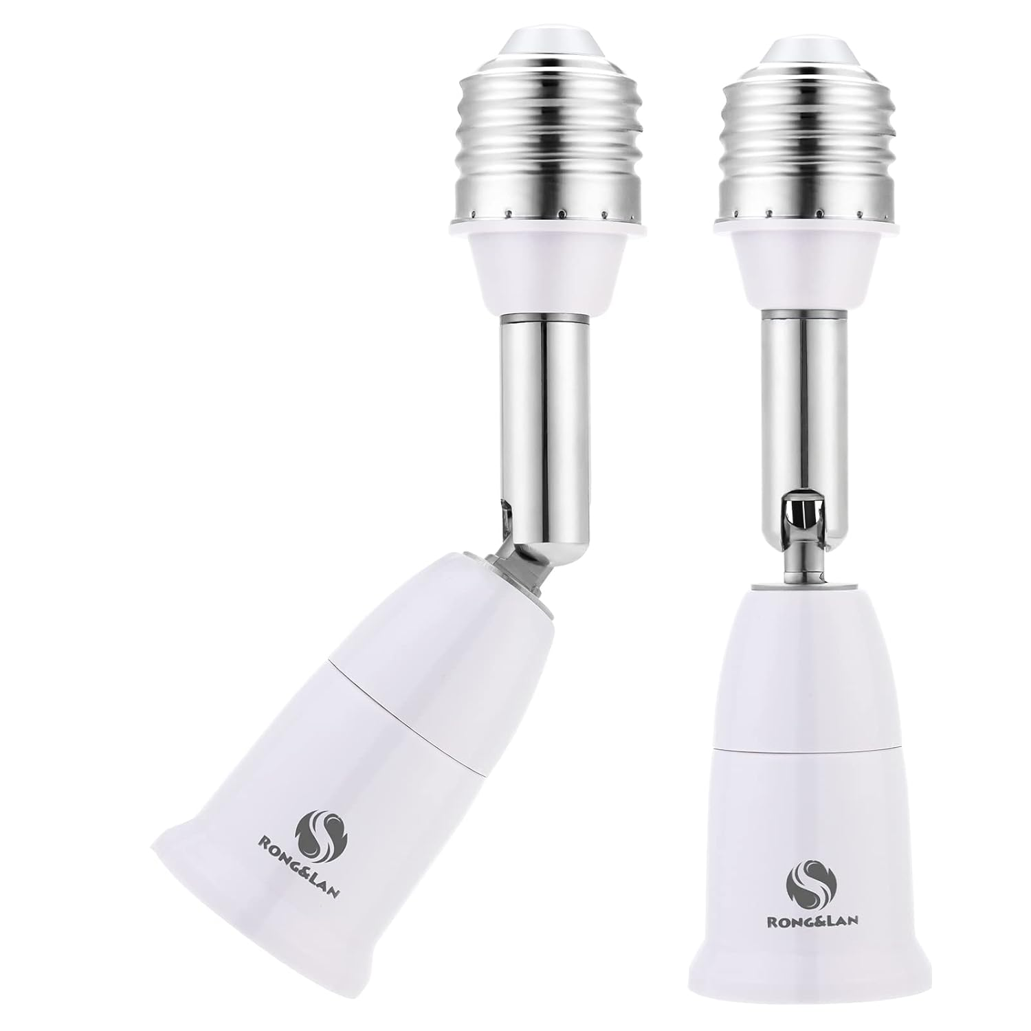 E26/E27 Adjustable Light Socket Extender, 180° Bendable, 2-Pack