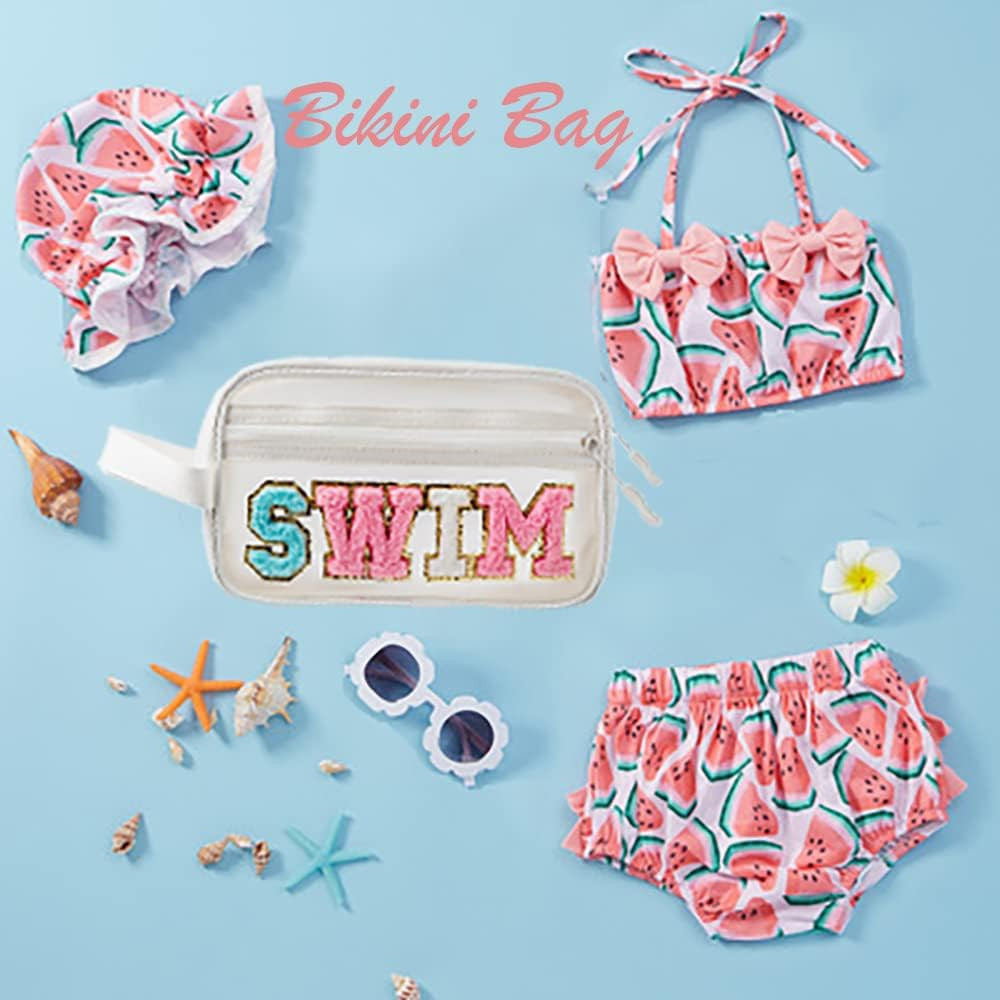 COSHASYOO Clear Makeup Bags with Strap Preppy Chenille Letter Patch Cosmetic ... - Picture 8 of 15