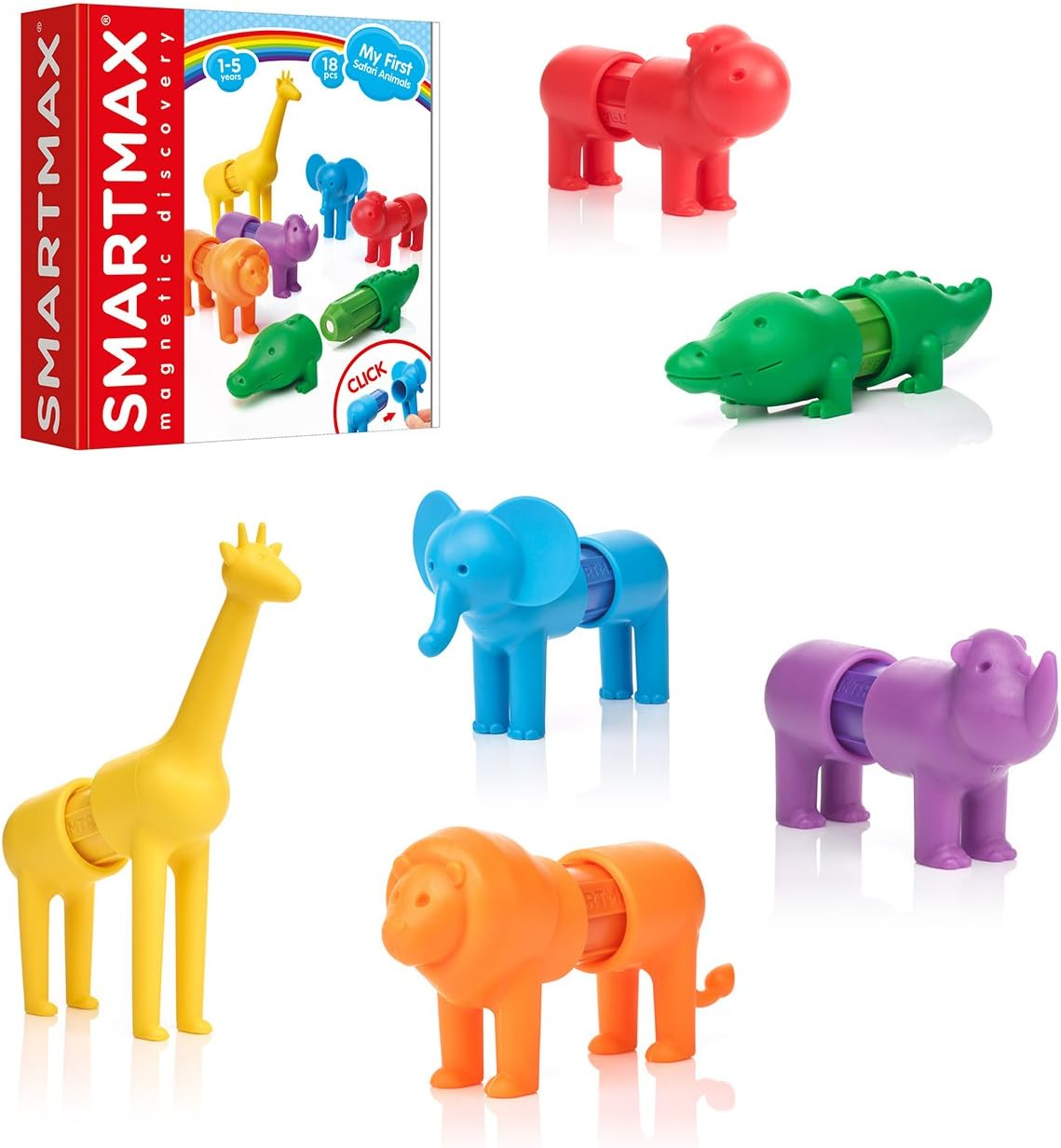 My First Safari Animals STEM Magnetic Discovery Building Set with Soft Animals for Ages 1-5