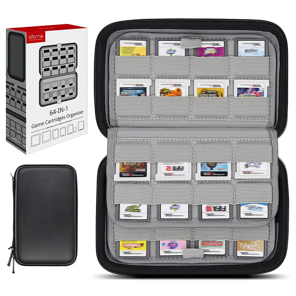 64 DS 3DS Switch Game Case Compatible with Nintendo Game Cartridges, Cards Holder Organizer Home & Travel Safekeeping Storage Case Carrying Bag