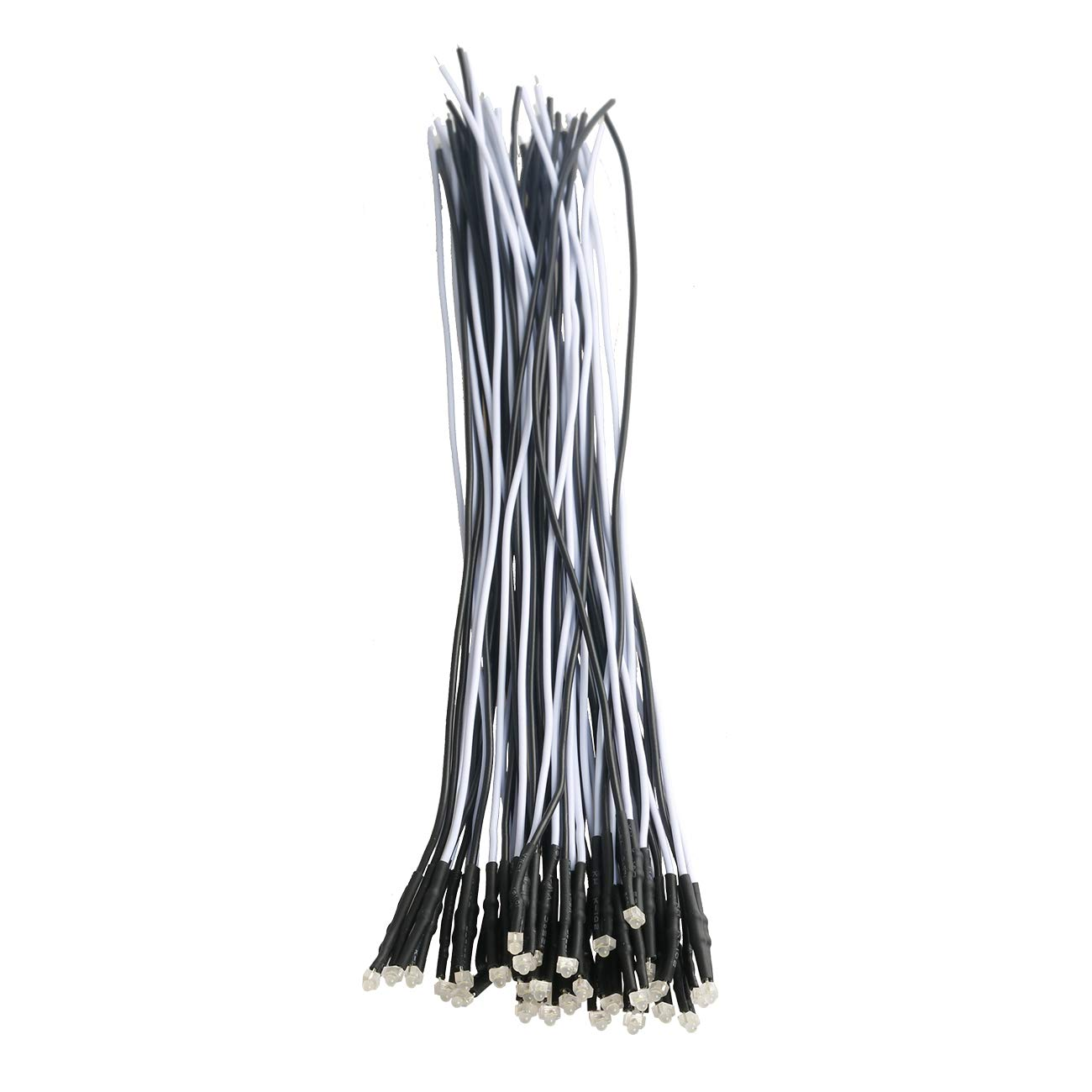 50Pcs 12 Volt 1.8Mm White LED Lights Emitting Diodes Pre Wired 7.9 Inch DC 12V LED Light Diffused Colored Lens Small LED Lamps