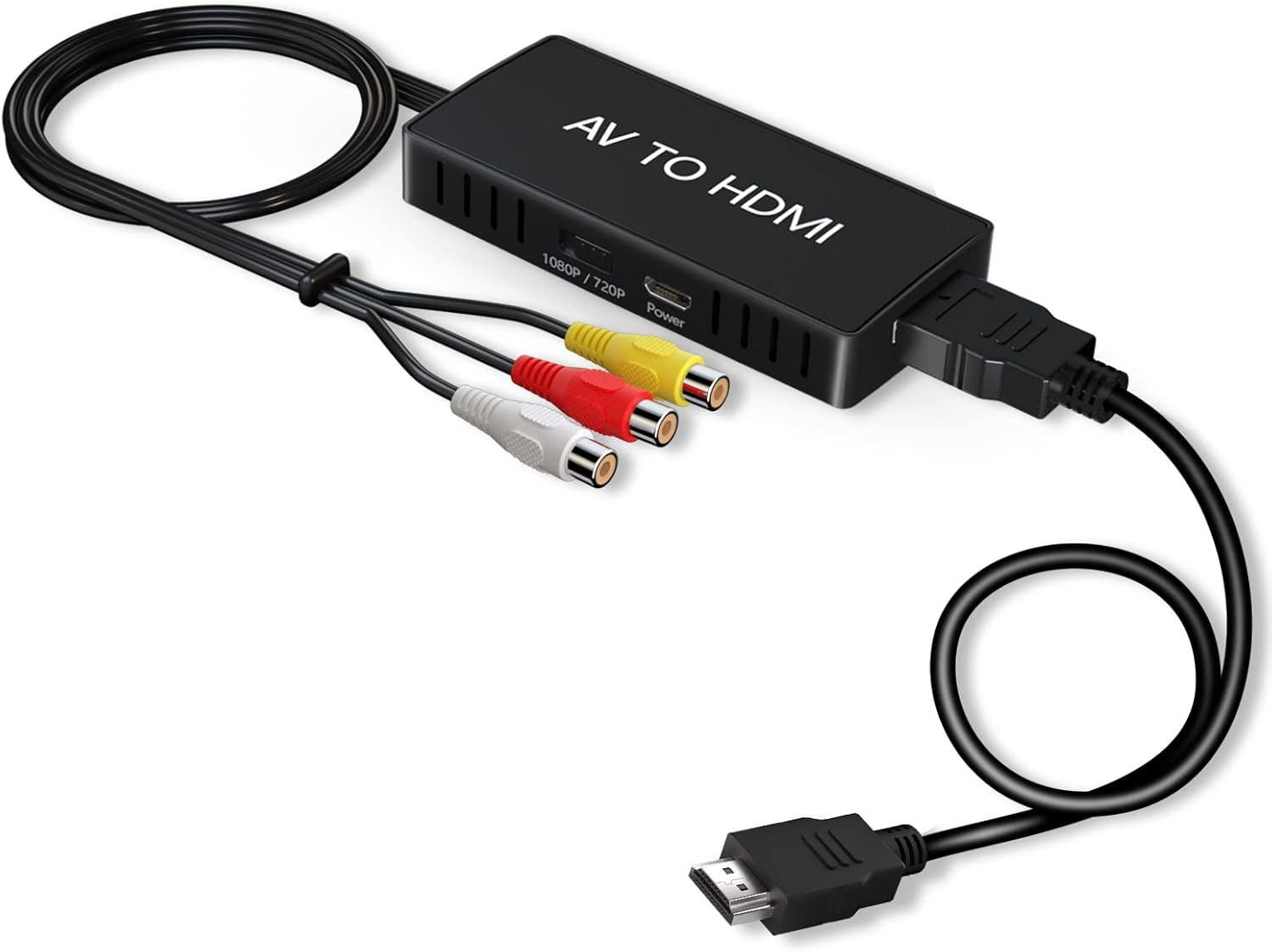 RCA to HDMI Converter, AV to HDMI Converter, 1080P Mini Composite to HDMI Adapter, Support PAL/NTSC for PC, Laptop, TV, WII, PS1, PS2, PS3, STB, VHS, VCR, Blue-Ray DVD Players
