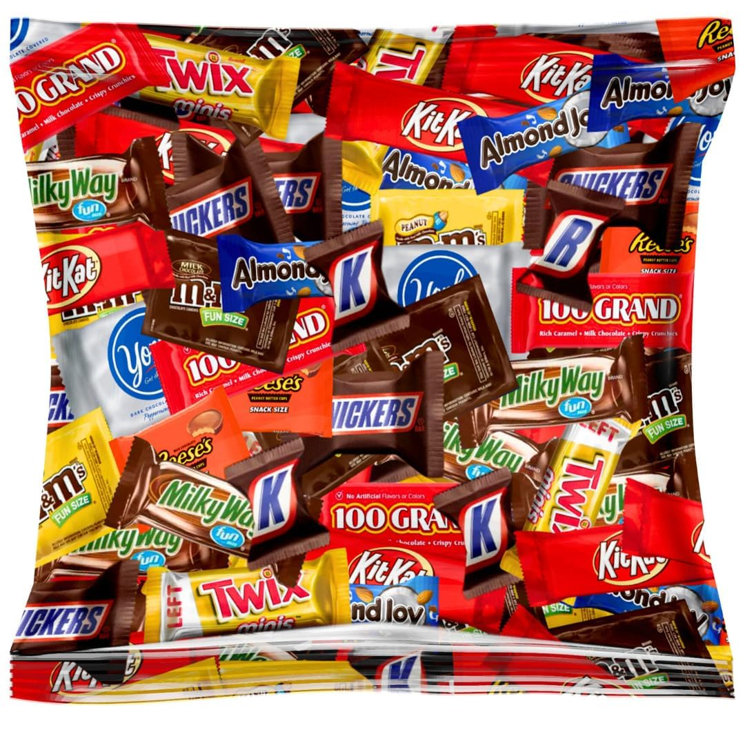 Bulk Chocolate Candy Mix – Individually Wrapped Fun Size Chocolate Bars & Treats Assortment – Caramel, Peanut Butter, Wafer & Milk Chocolate Favorites – Great for Sharing & Gifting (2 LB)
