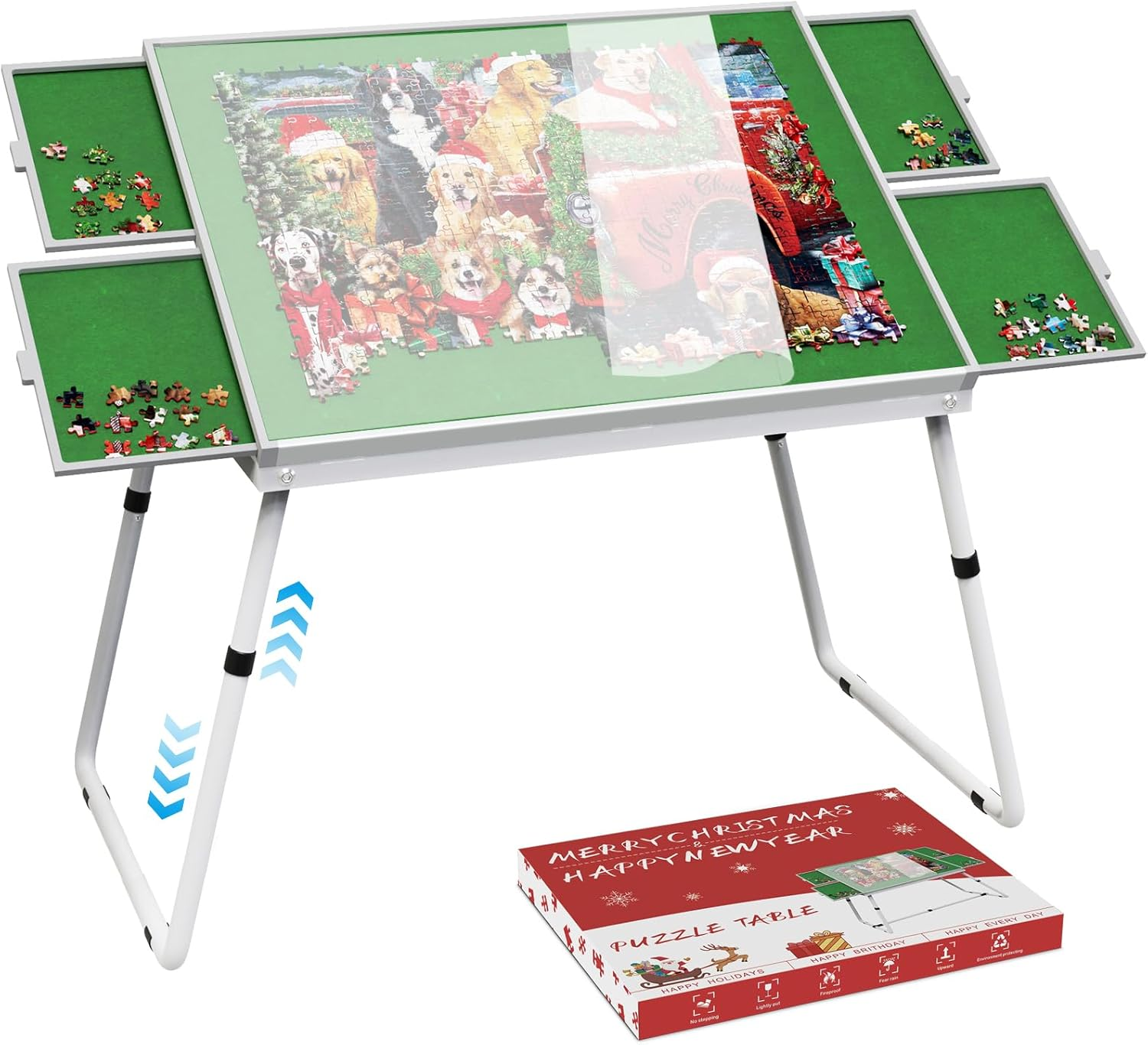 Jigsaw Puzzle Table Adjustable Height-18,28Inch,3 in 1 Design 35
