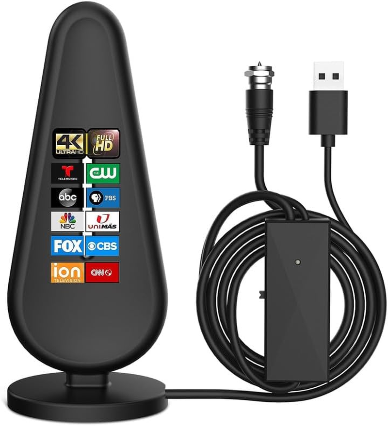 HDTV Indoor Digital TV Antenna up with Amplifier Signal Booster, 560+ Miles Range TV Antenna for Smart TV,4K 1080P Free Local Channels Support All TV with 18Ft Coaxial Cable