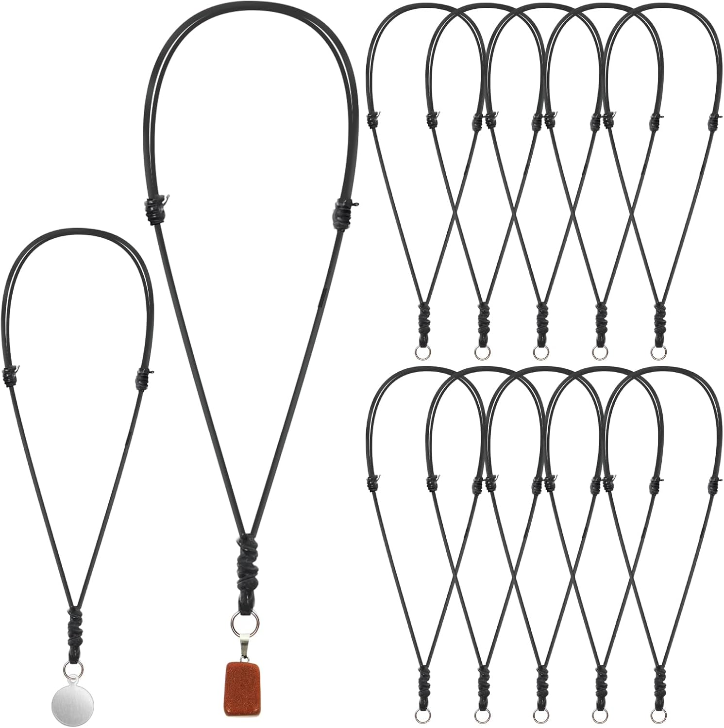 10PCS Necklace String Necklace Cord Black Adjustable Leather Rope Necklaces for