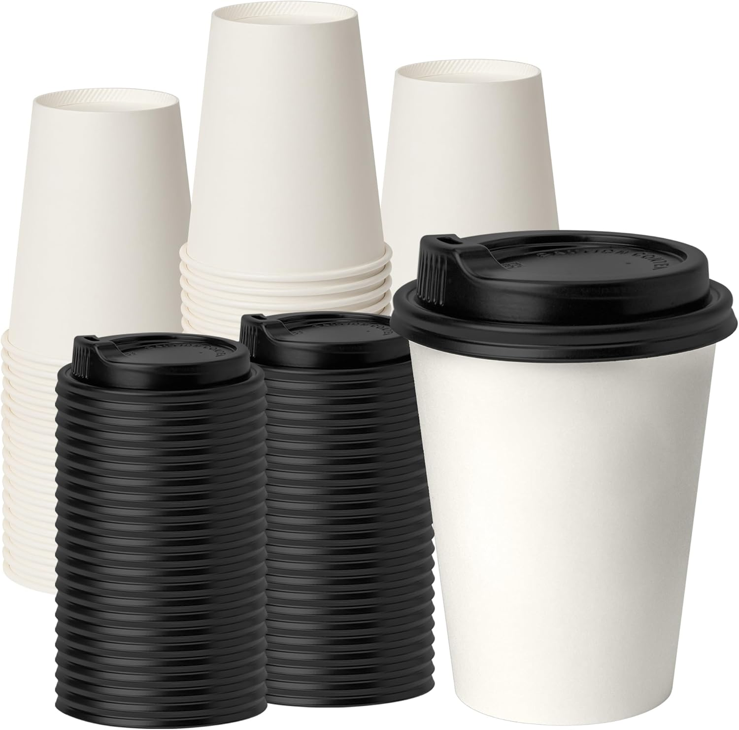 50 Pack] Disposable Coffee Cups with Lids 12 Oz, Hot Paper Cups with Lids,  to G | eBay
