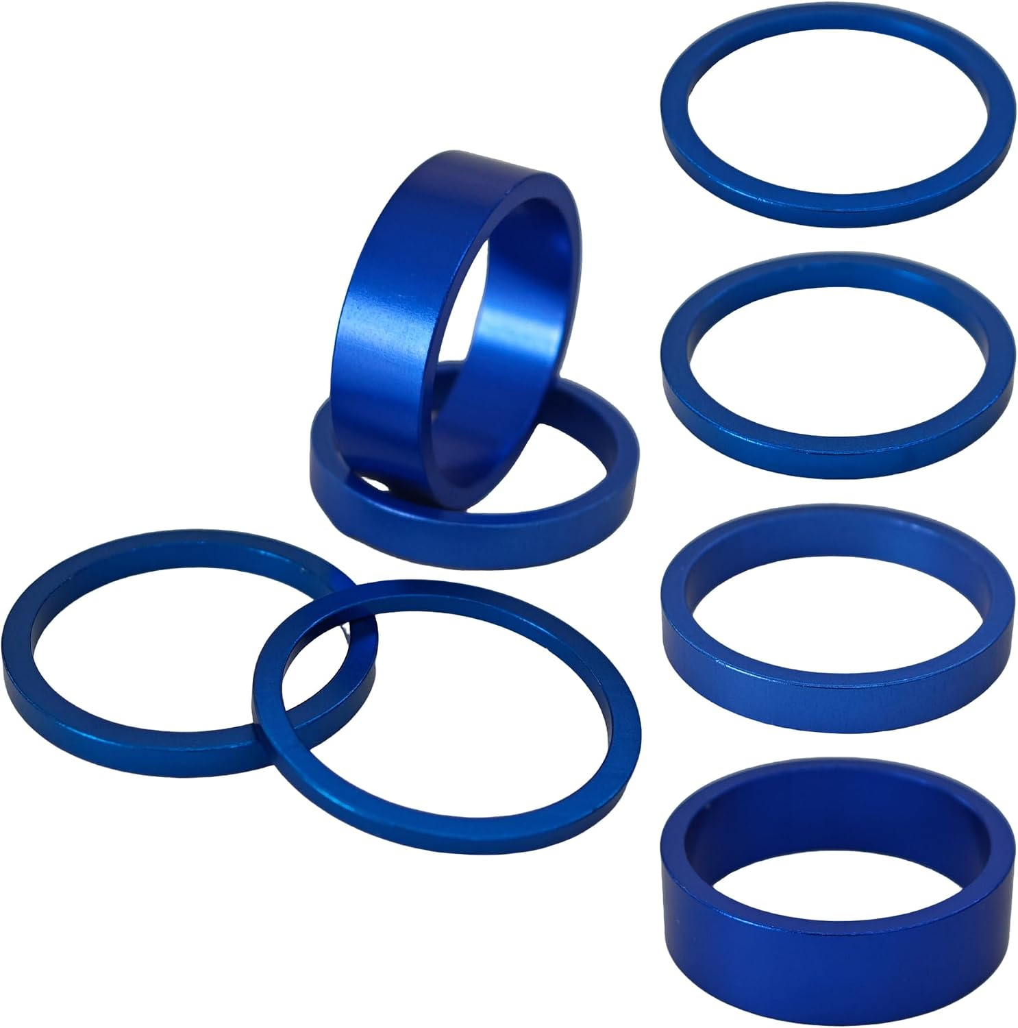 8PCS Blue Aluminum Alloy Bicycle Headset Spacers Fit 1 1/8Inch Bike Stem Hea...