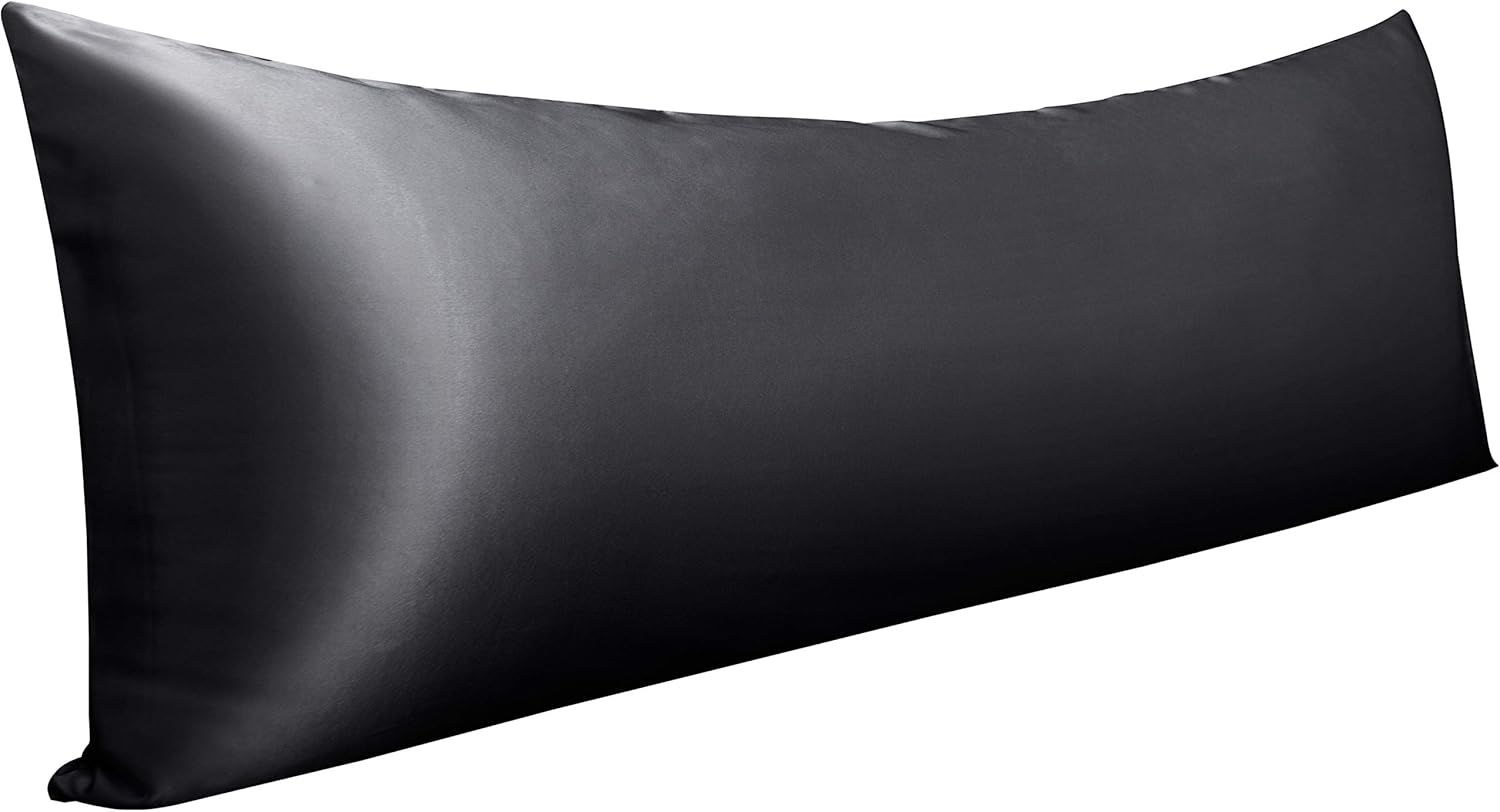 Funda de Almohada de Satén para Pelo y Piel Lujosa y Suave 20x54 Negro