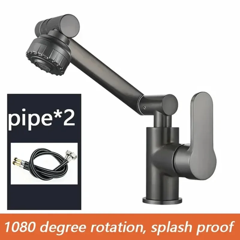 Bathroom Sink Faucet Basin Faucet 1080° Swivel Multifunction Cold and Hot Water Tap Kitchen Sink Faucet 2 Modes Water Tap